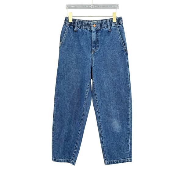 Madewell Pull On Elastic Waist Morningside Dark Wash Balloon Jeans - Picture 3 of 14